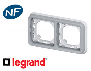 Plaque double horizontale Legrand Plexo™ gris composable