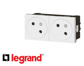 Bloc de prise de courant double 16A 2P+T Legrand Mosaic composable