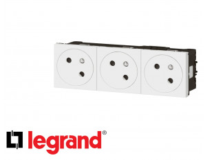 Bloc de prise de courant triple 16A 2P+T Legrand Mosaic composable