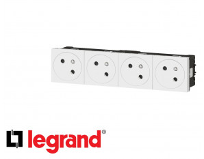 Bloc de prise de courant quadruple 16A 2P+T Legrand Mosaic composable