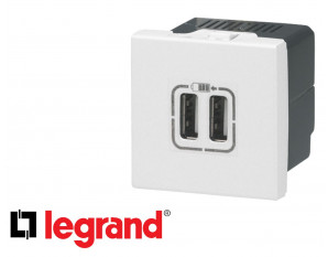 Prise de courant + chargeur 2 USB avec plaque Mosaic + cadre saillie -  Blanc - LEGRAND - Mr.Bricolage