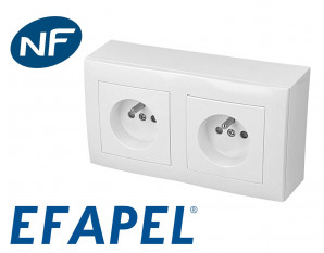 Prise électrique double blanche Efapel Logus 90