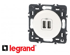 Prise chargeur USB double blanc Legrand Céliane™