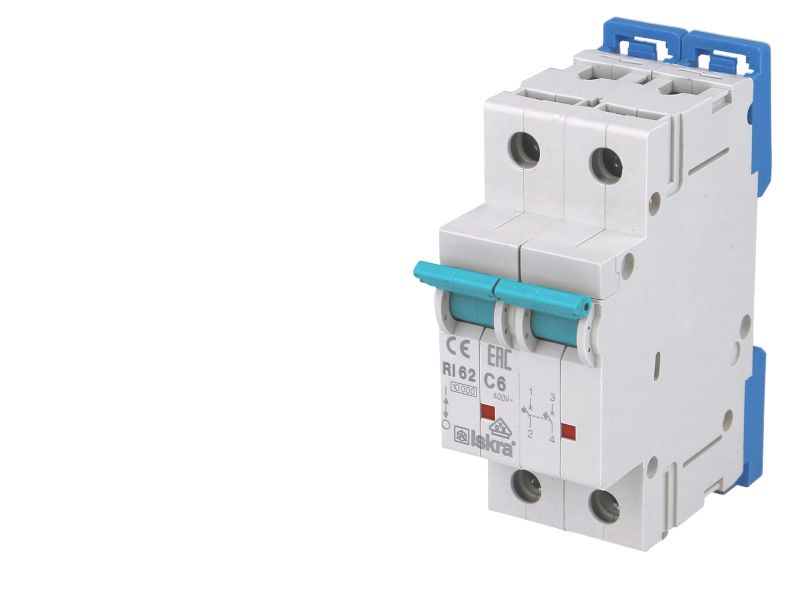 Disjoncteur bipolaire modulaire 6A courbe C Iskra