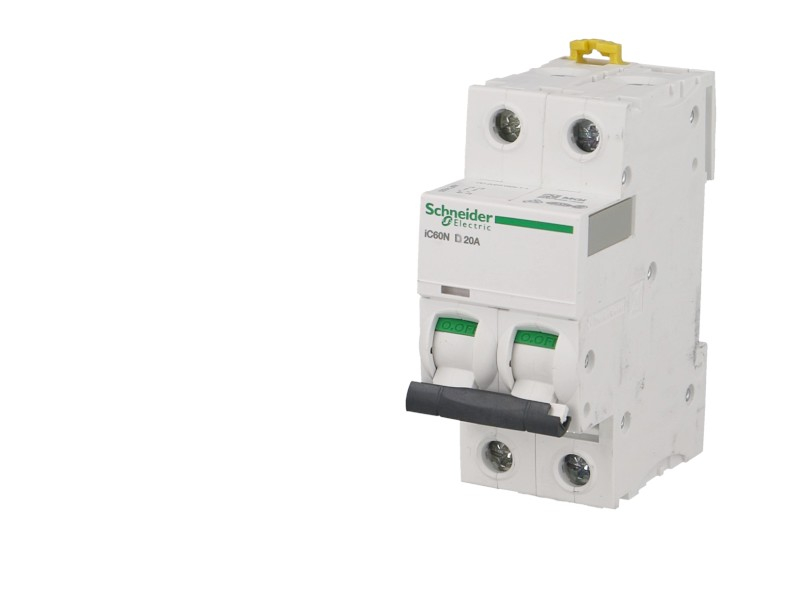 Disjoncteur modulaire bipolaire Schneider Acti9 iC60N 20A courbe D