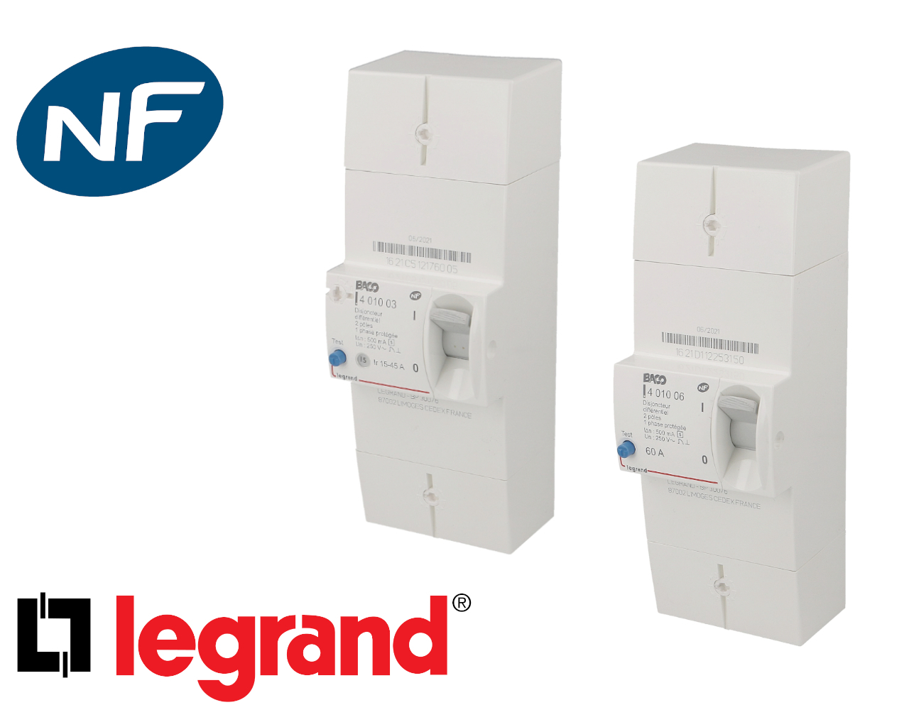 Legrand - Disjoncteur de branchement EDF 15/45A sélectif - 500mA - bipolaire - Réf : 401003 - Bricolage