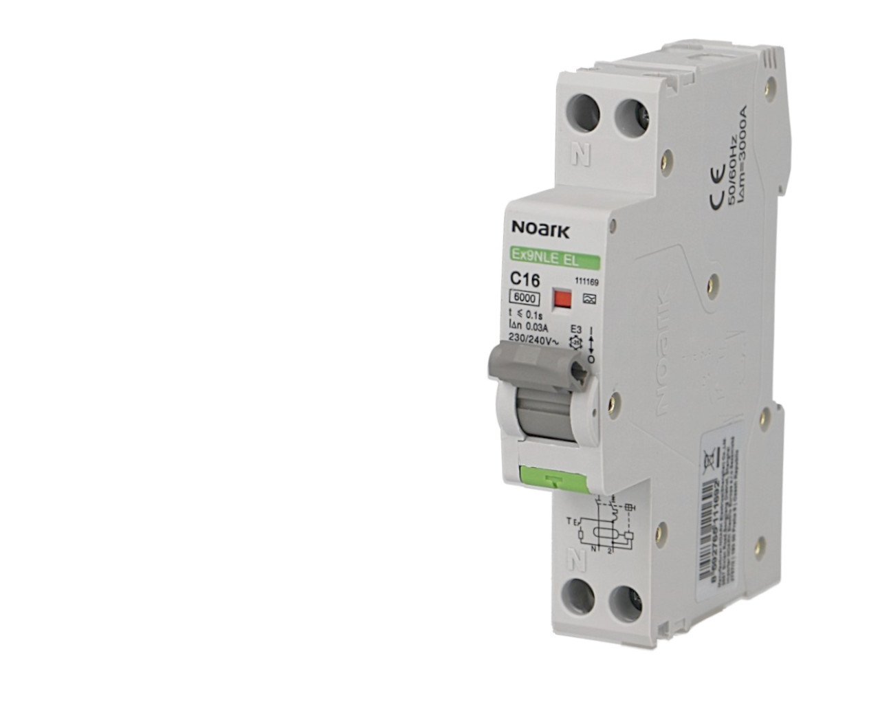 Disjoncteur différentiel slim 16A / 30mA type A Noark Ex9NLE EL