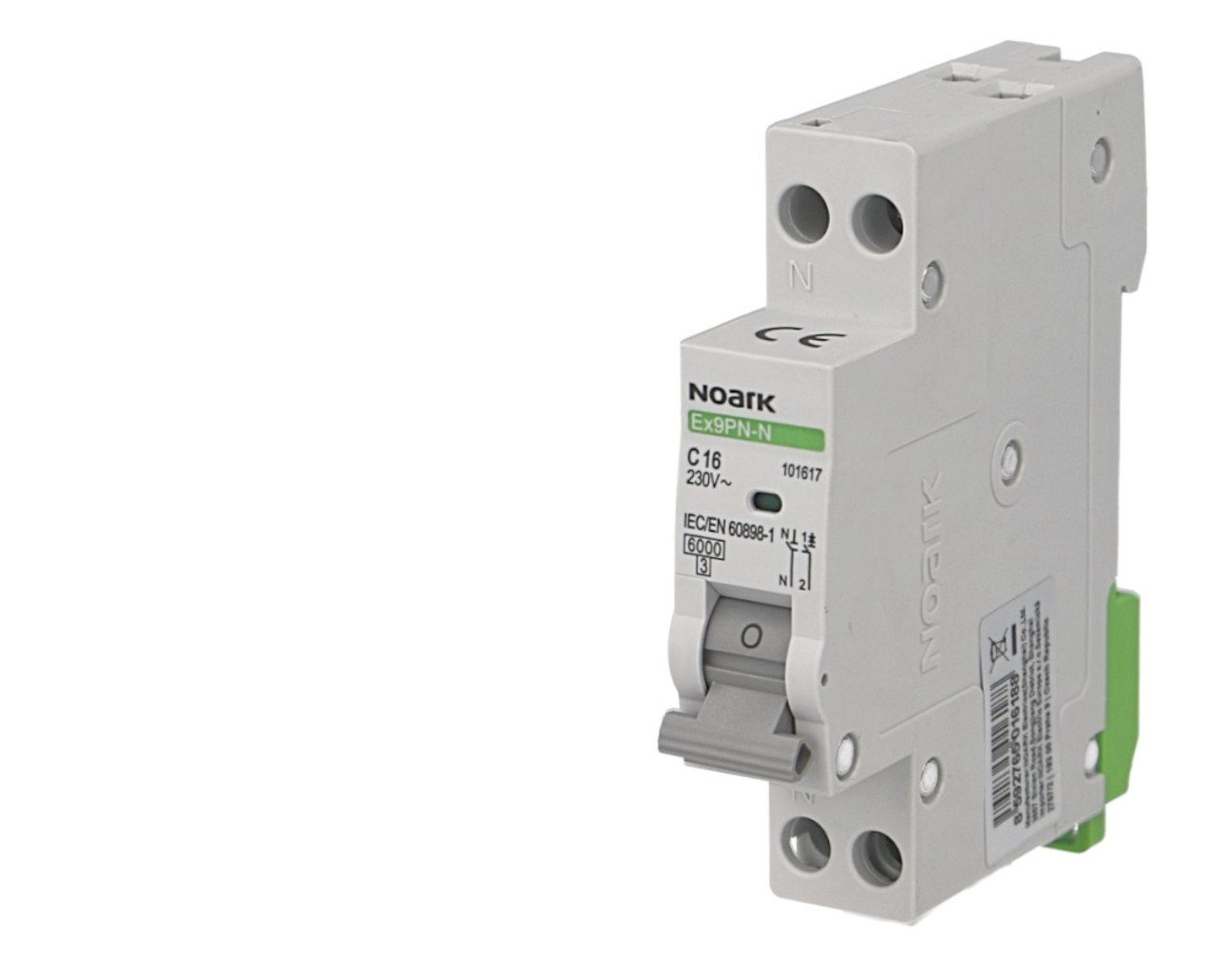 Disjoncteur modulaire phase neutre 2A courbe C 6kA Noark Ex9PN-N