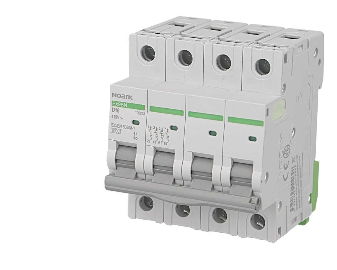 Disjoncteur tetrapolaire modulaire 63A courbe D Noark Ex9BN