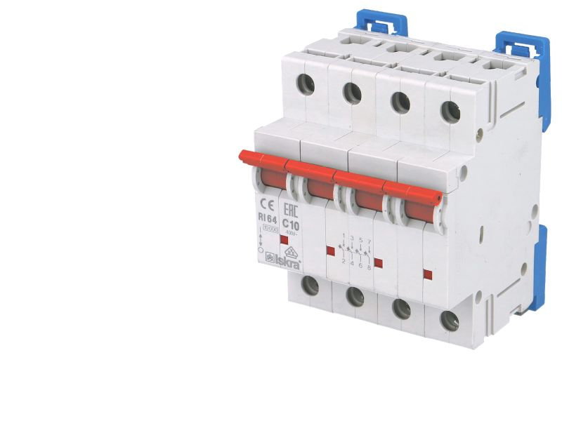 Disjoncteur tetrapolaire modulaire 10A courbe C Iskra
