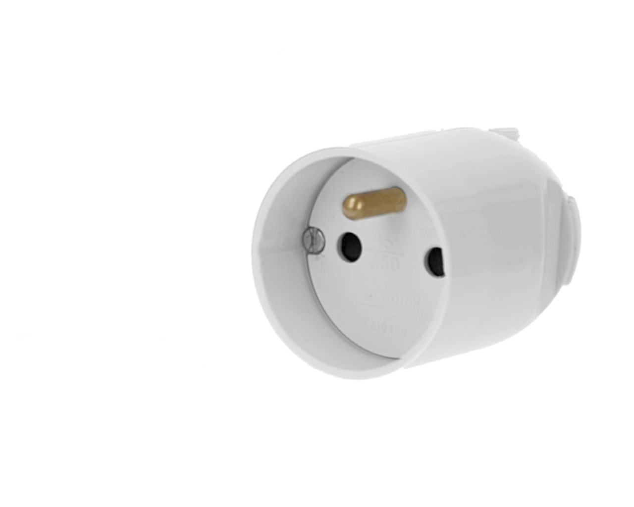 Prise femelle 2P+T (prise Française) 16A blanche, avec coiffe Eur'ohm