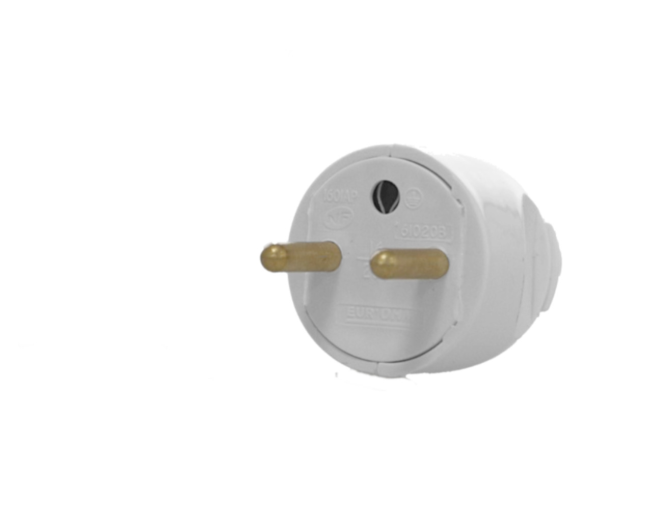 Prise mâle 2P+T (prise Française) 16A blanche droite Eur'ohm