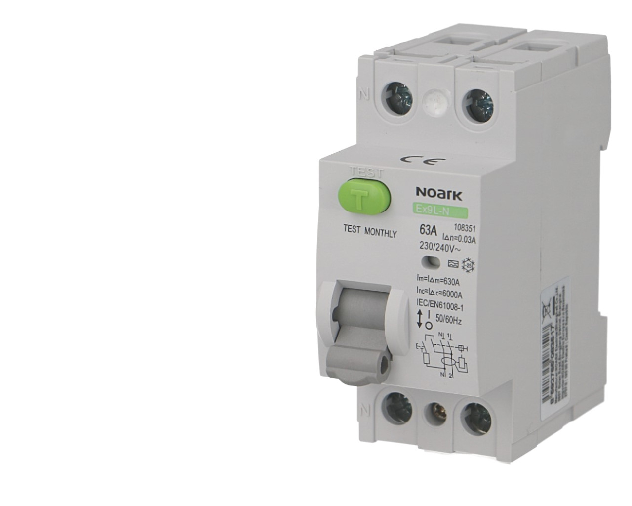 Interrupteur Différentiel 2P 63A / 30mA / type AC Noark