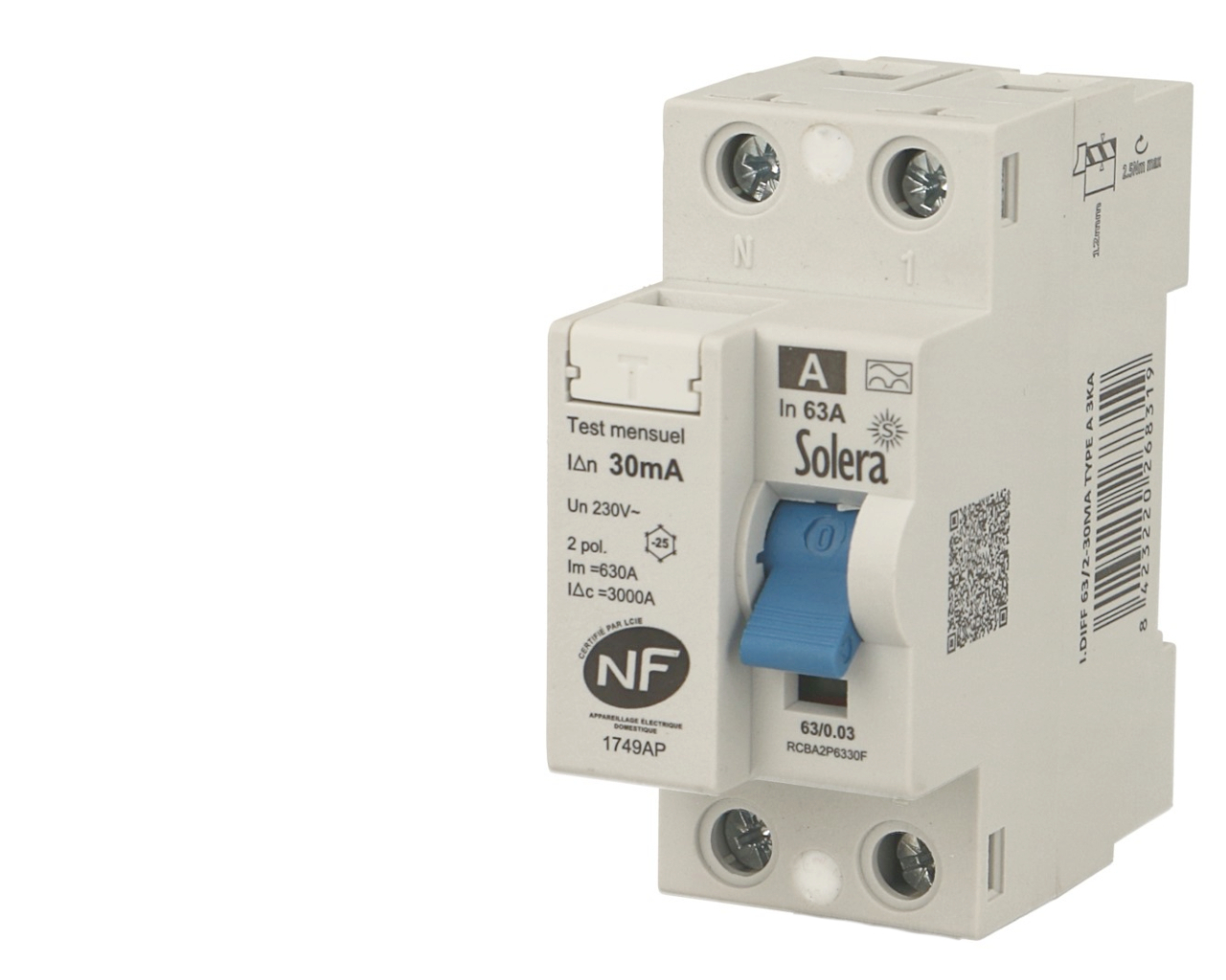 Interrupteur différentiel électrique 2P 40A / 30mA / type AC Solera