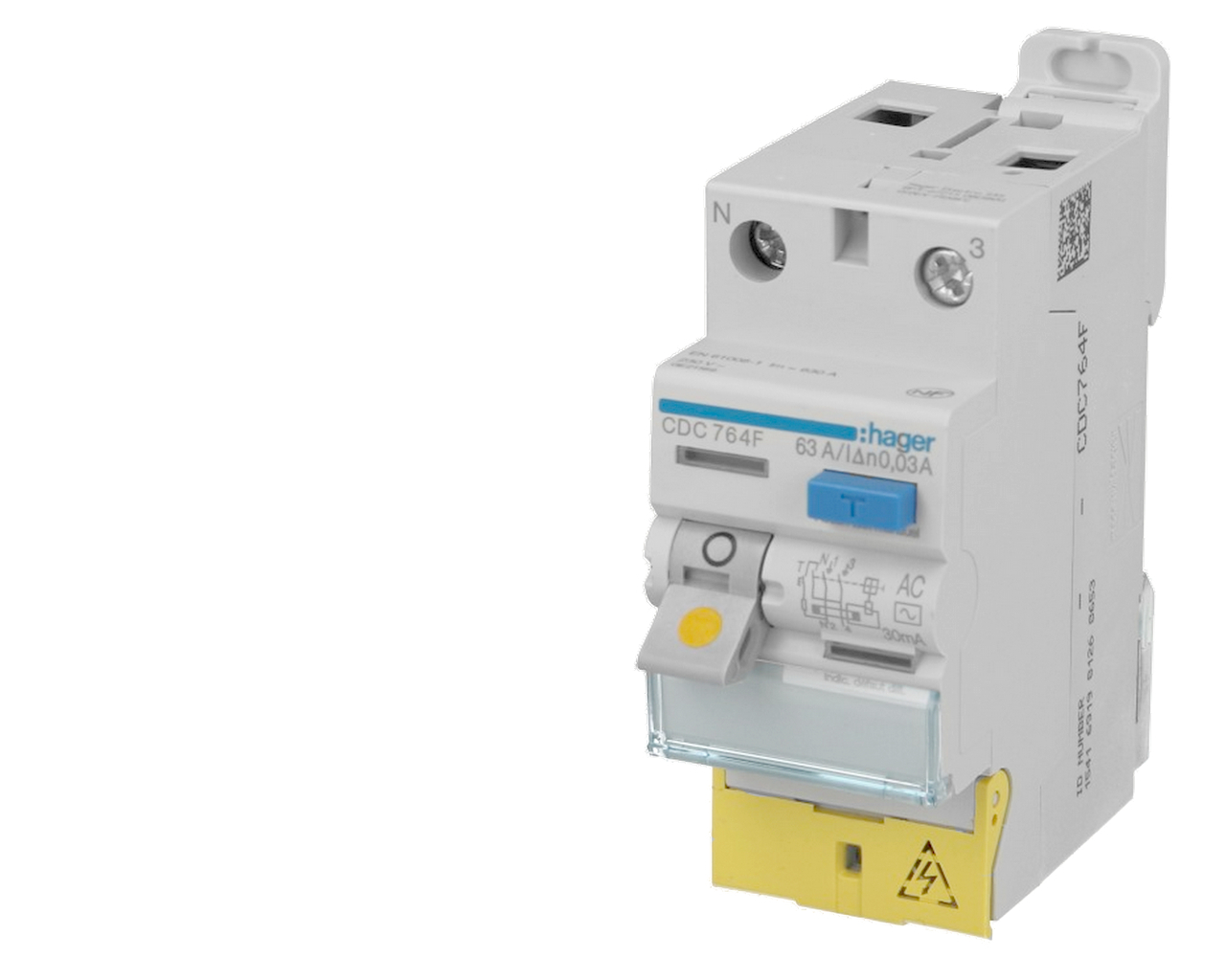 Interrupteur différentiel 2P 63A 30mA Type A Hager à vis