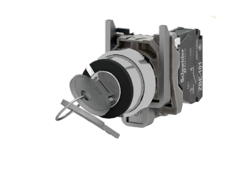 Sélecteur rotatif Schneider Harmony XB4 deux positions avec clé 1NO