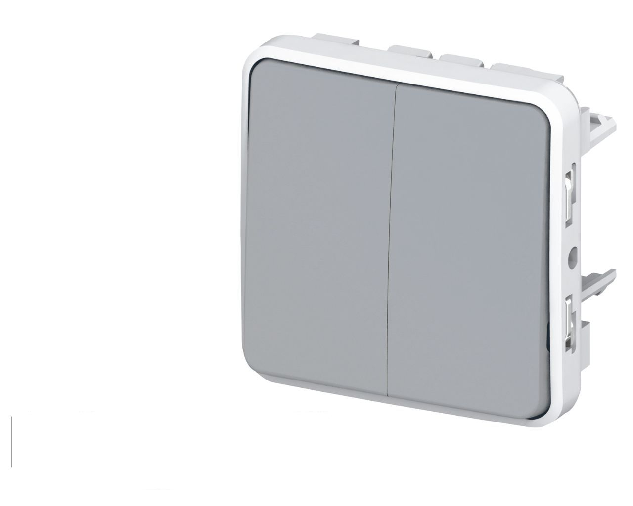 Interrupteur va-et-vient double Legrand Plexo™ gris composable