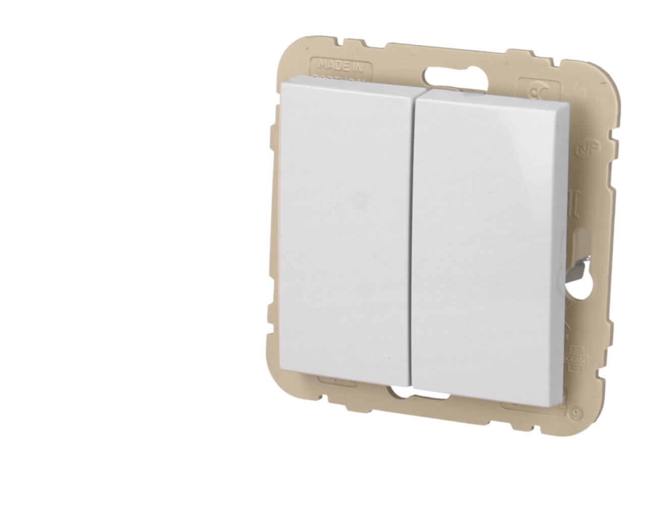 Poussoir + Interrupteur va-et-vient blanc Efapel Logus 90