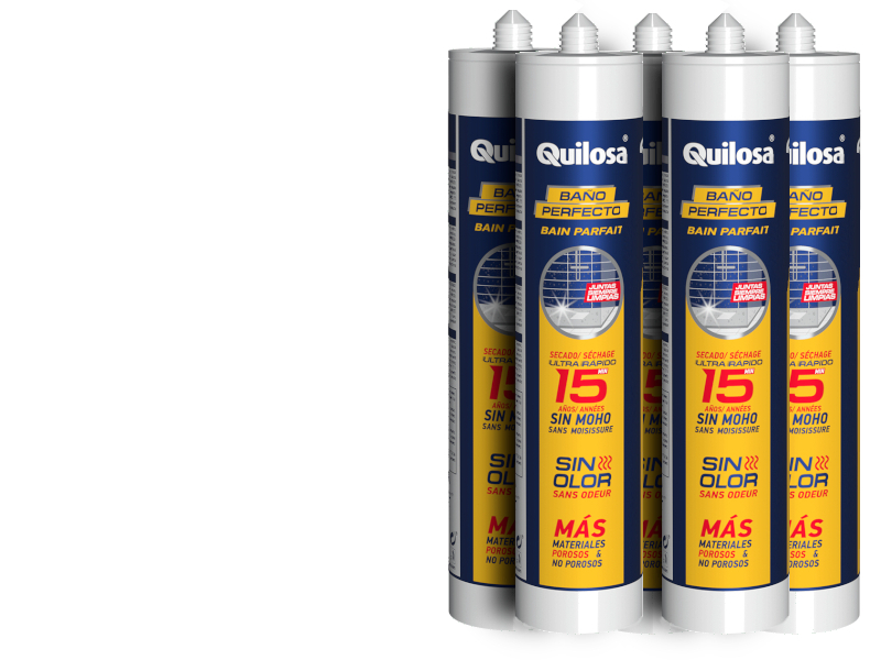 Mastic silicone sanitaire bain parfait blanc en cartouche de 280ml - lot de 5