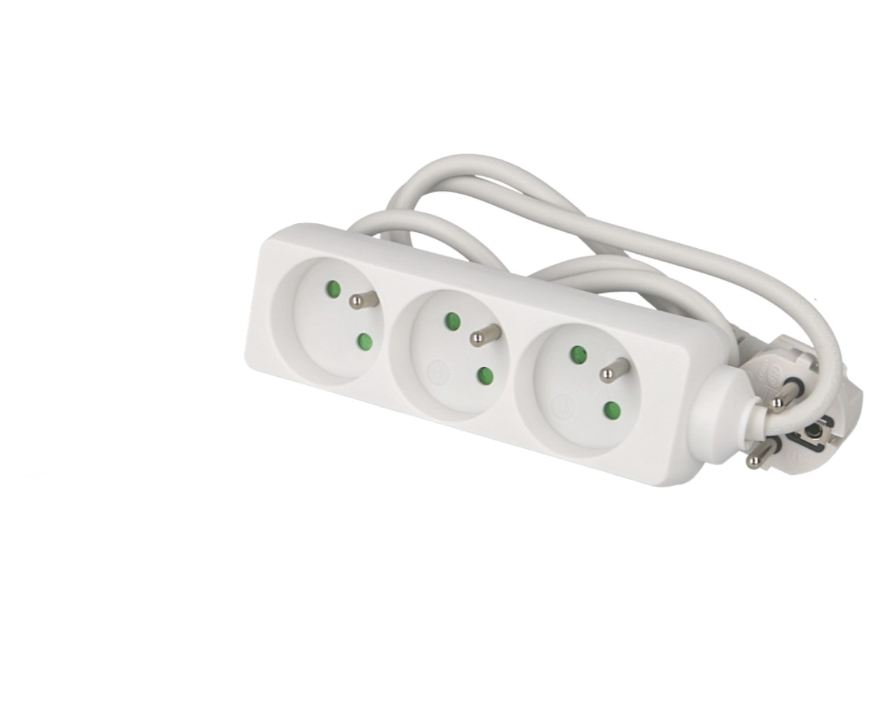 Multiprise 3 prises avec câble 1m sans interrupteur Eur'ohm