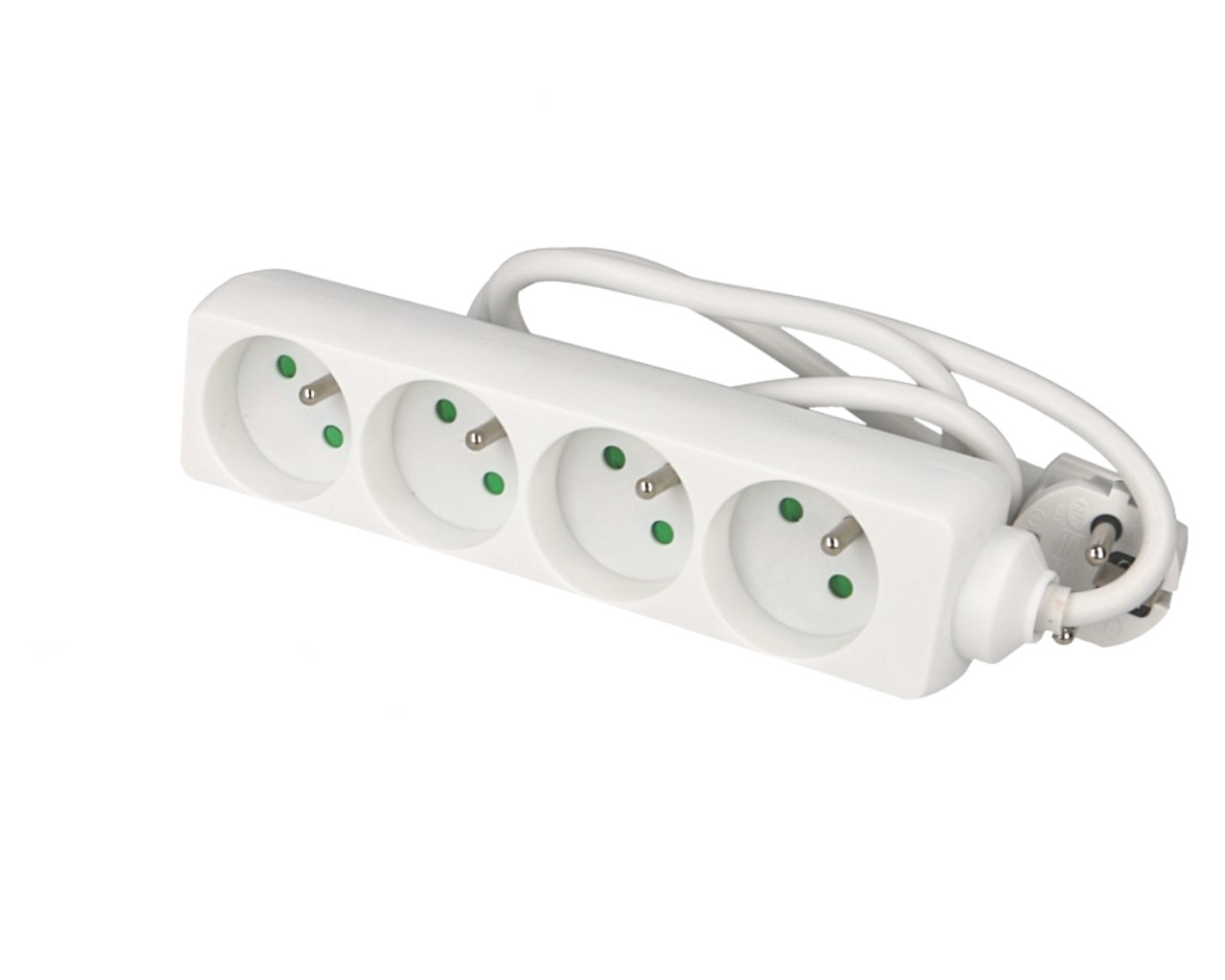 Multiprise 4 prises avec câble 1m sans interrupteur Eur'ohm