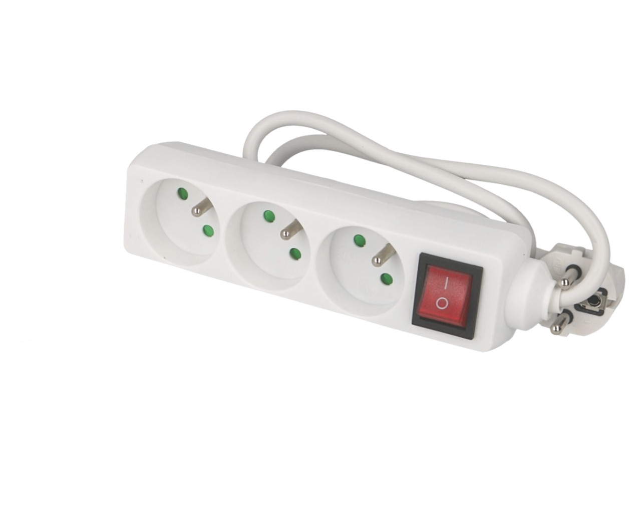 Multiprise 3 prises avec câble 1m avec interrupteur Eur'ohm