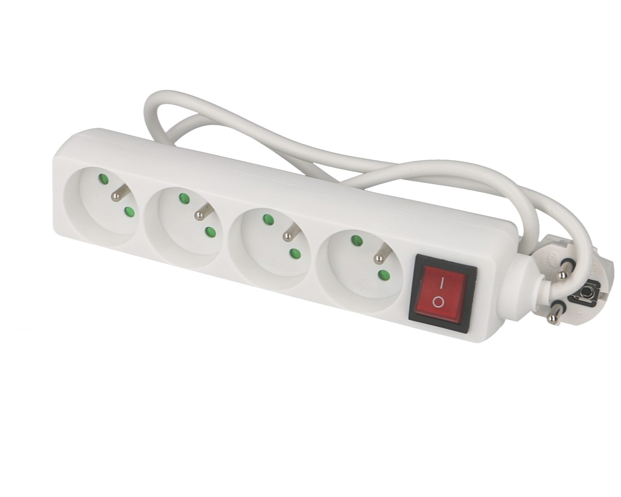 Multiprise 4 prises avec câble 1m avec interrupteur Eur'ohm