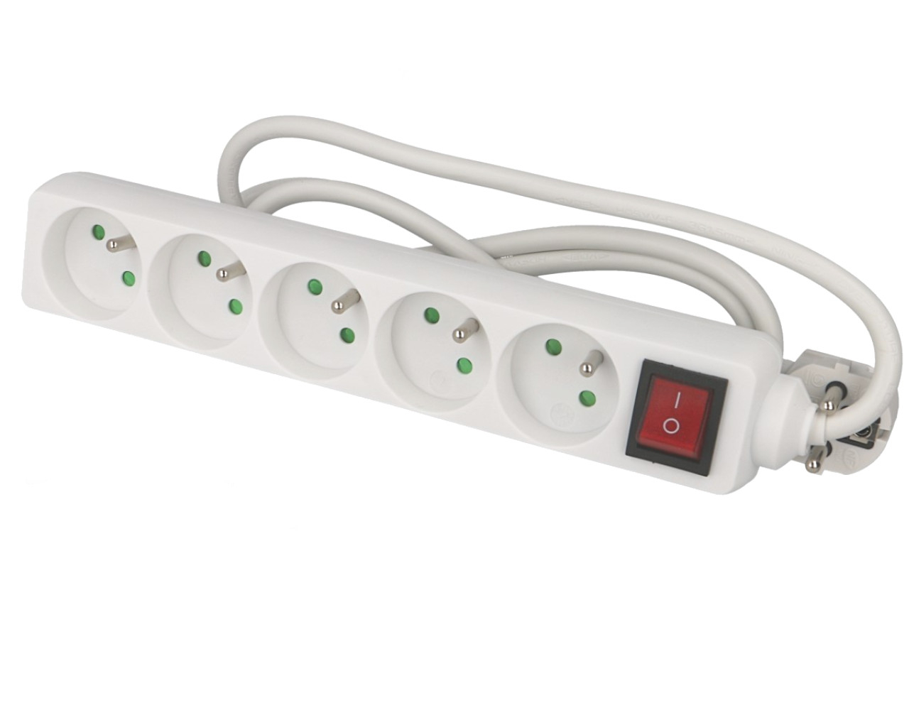 Multiprise 5 prises avec câble 1m avec interrupteur Eur'ohm