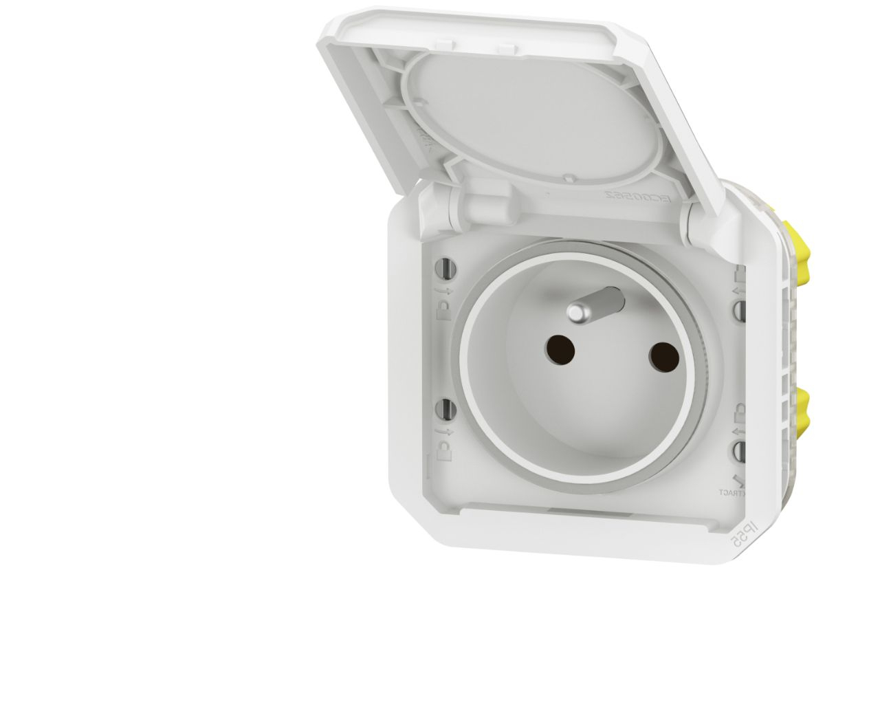 Prise de courant 16A 2P+T Legrand Plexo™ blanche composable