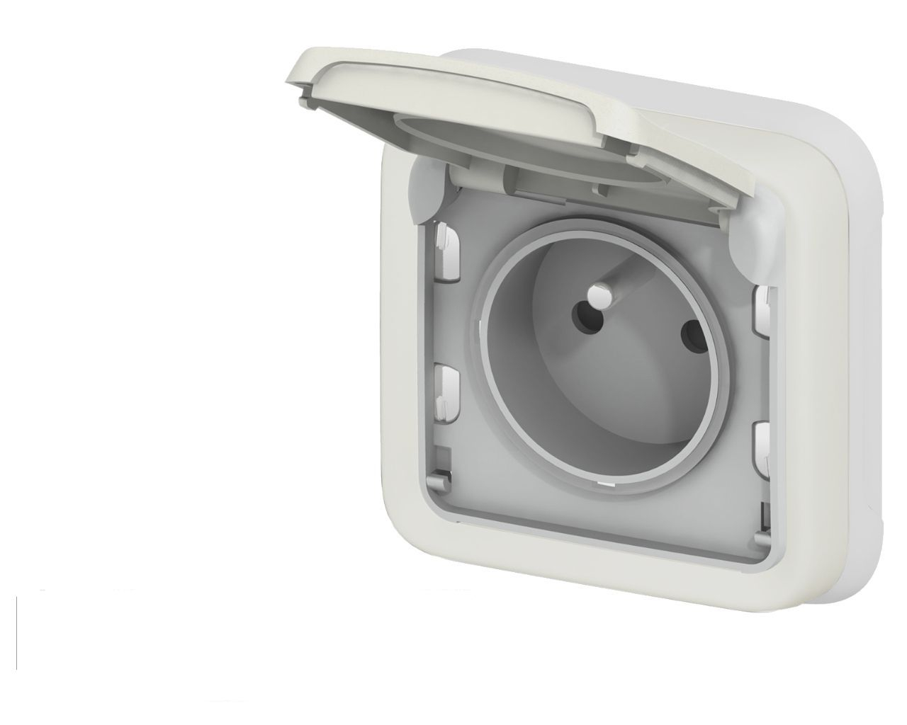 Prise de courant 16A 2P+T Legrand Plexo™ blanche encastrée