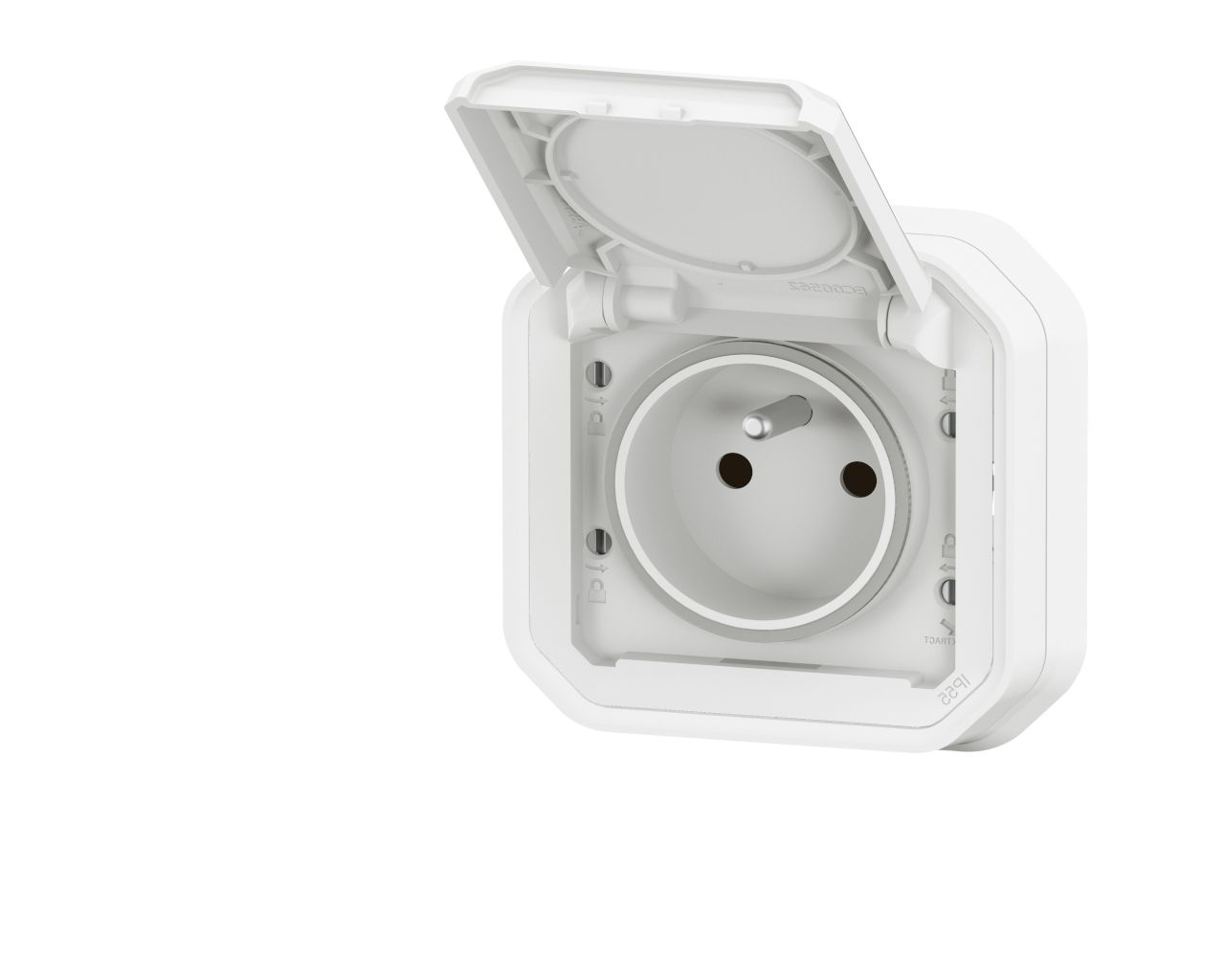 Prise de courant 16A 2P+T Legrand Plexo™ blanche encastrée