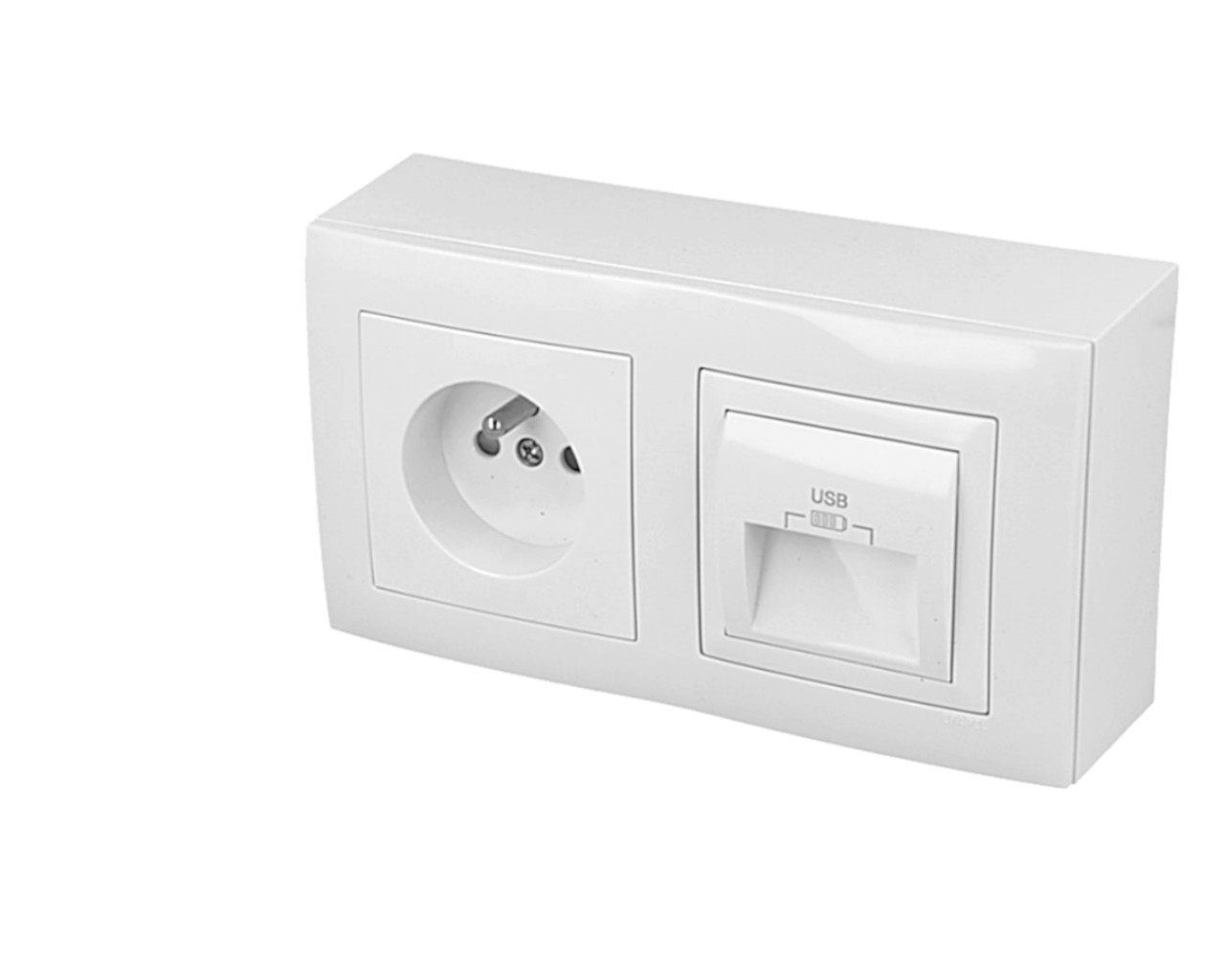 Prise en saillie 2P+T + USB double Efapel Logus 90