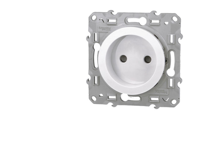 Prise de courant 2P sans terre blanche 16A Schneider Odace