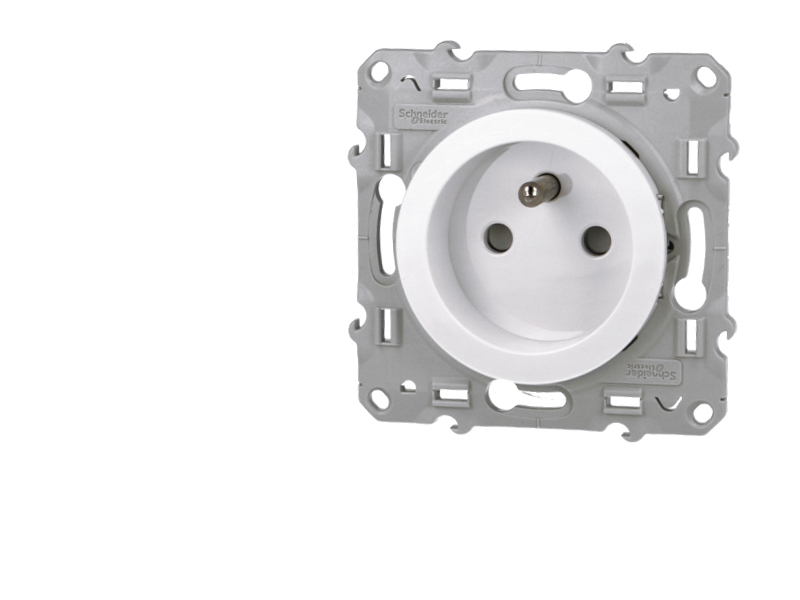 Prise de courant 2P+T 16A 4 connexions par pôle blanche Schneider Odace