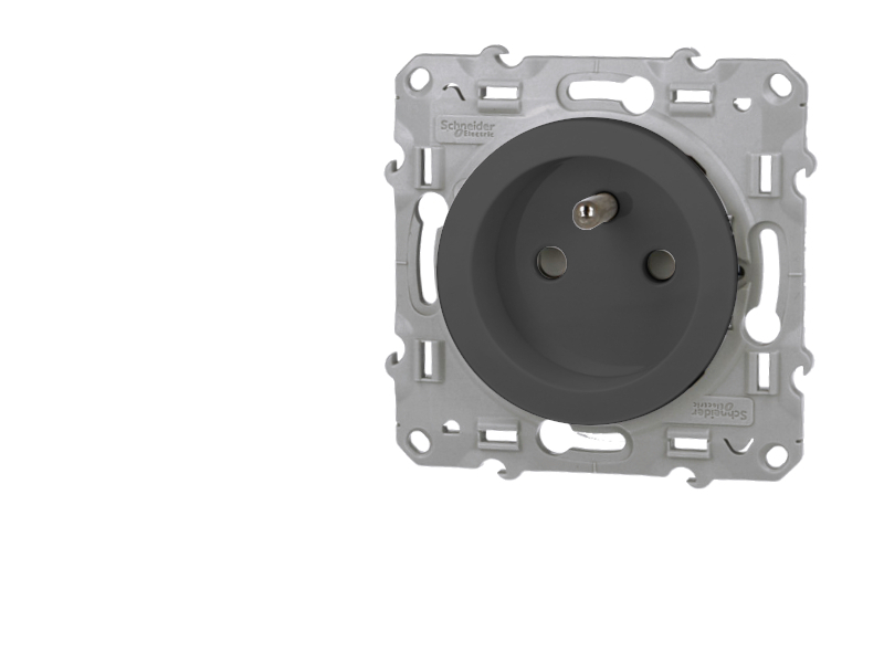 Prise de courant 2P+T 16A 4 connexions par pôle anthracite Schneider Odace