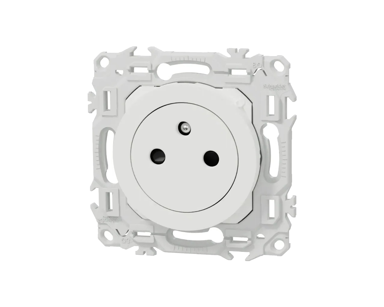 Prise de courant 2P+T 16A affleurante Blanc craie Schneider Odace