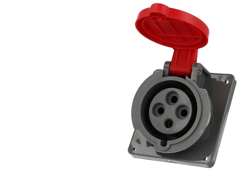 Socle femelle CEE triphasé, 4 x 16A, incliné