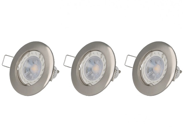 Lot de 3 spot LED GU10 argent 5W 3000K