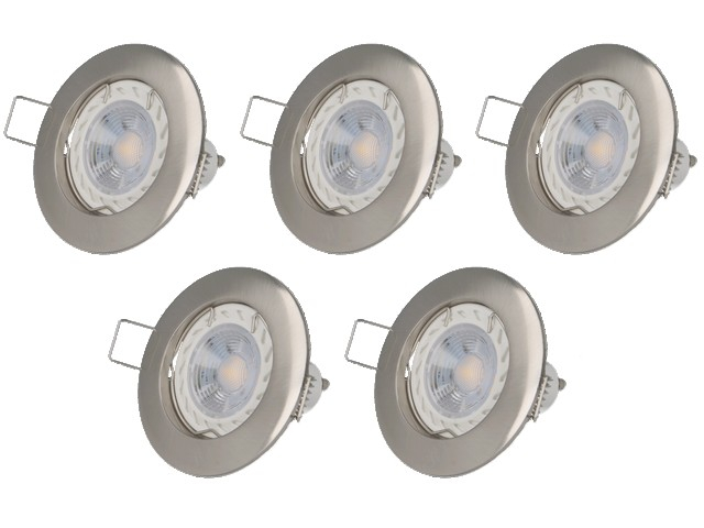 Lot de 5 spot LED GU10 argent 5W 4000K