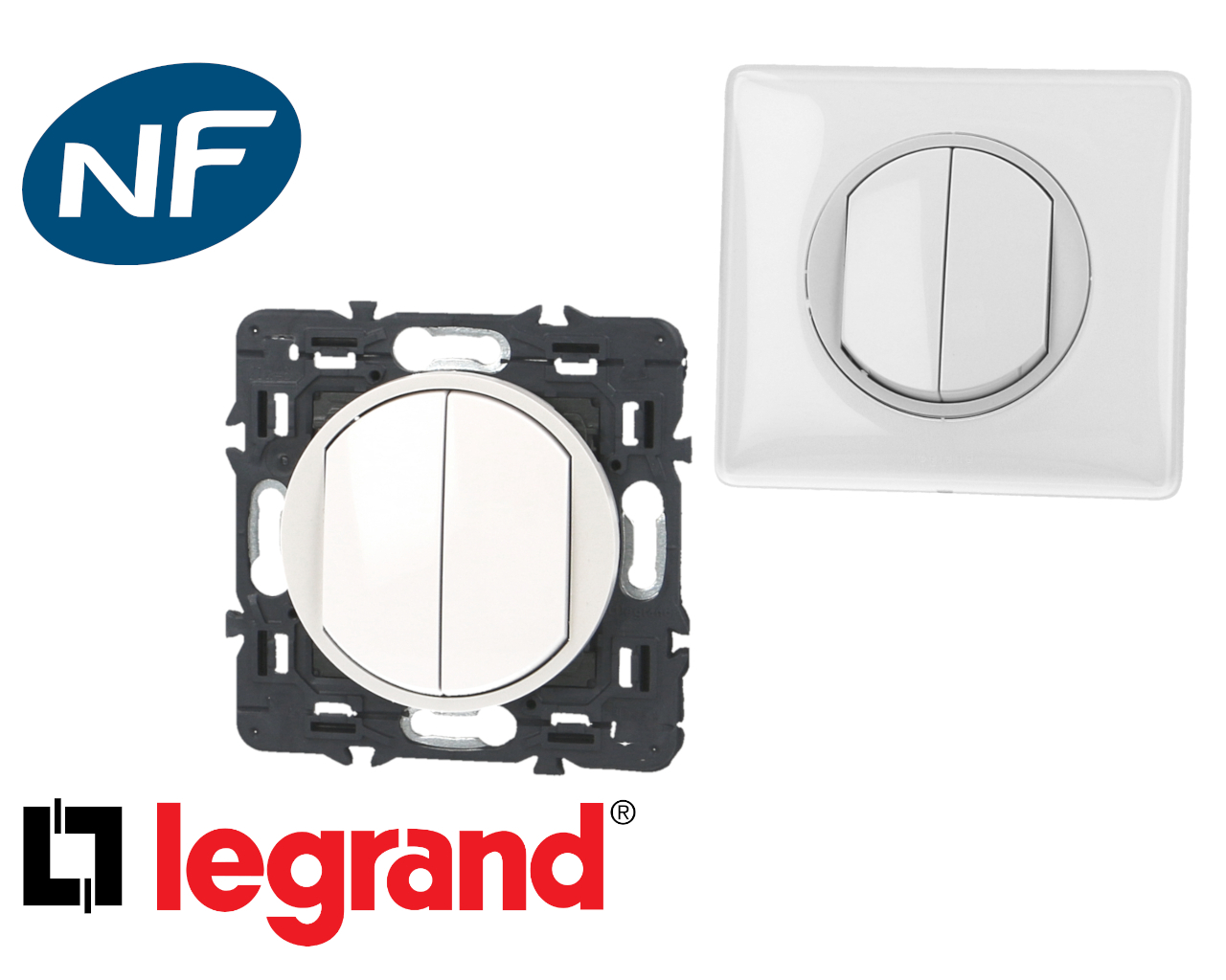 Enjoliveur interrupteur doigt large Legrand Blanc - 068001 068001... | Bâtir Moins Cher