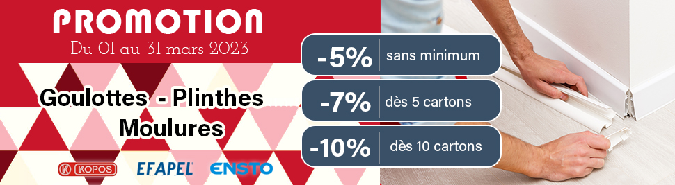 Découvrez notre promotion sur les goulottes, moulures, plinthes et tubes IRL en vente bis-electric.com, votre distributeur de materiel electrique